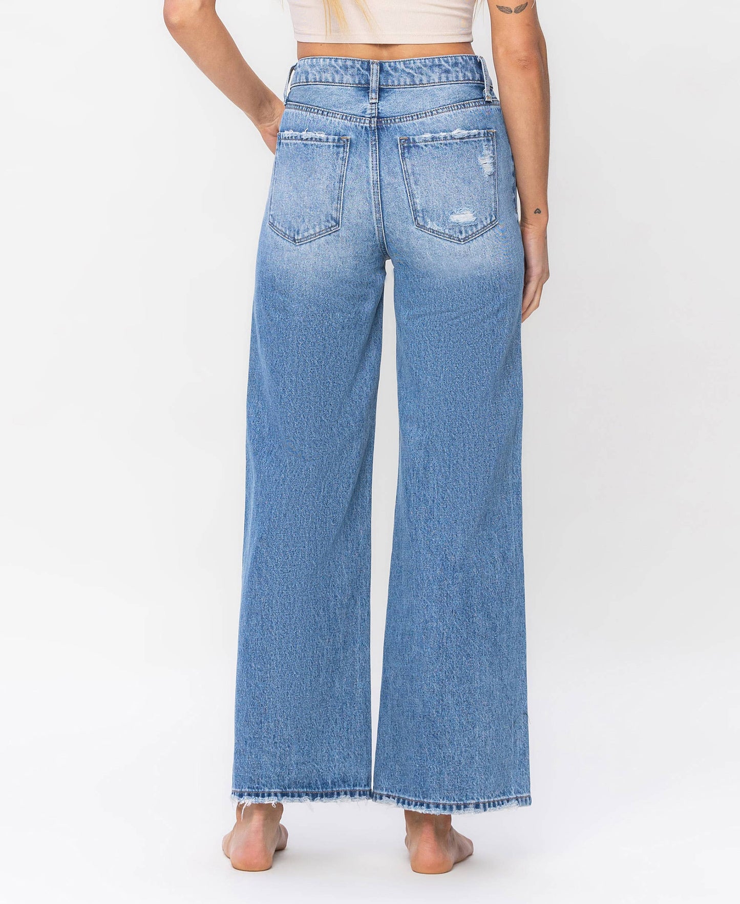 VERVET by FLYING MONKEY - SUPER HIGH RISE A-LINE TROUSER WIDE LEG JEANS V3422