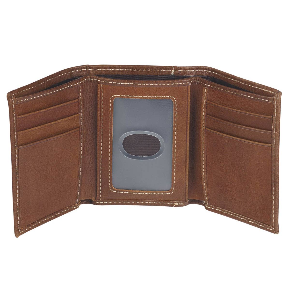 Christian Art Gifts - Wallet Leather Brown Ichthus Badge