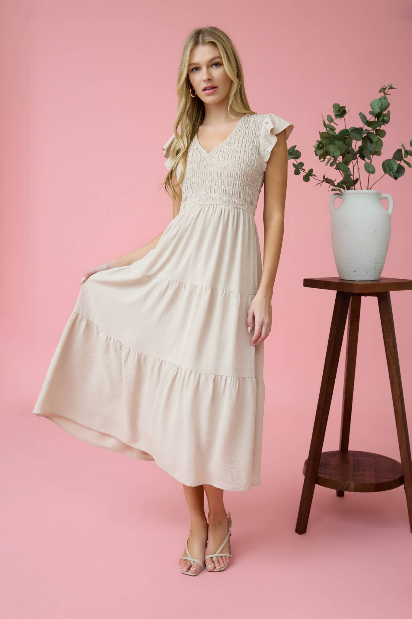 Blu Pepper - FLUTTER SLEEVE MAXI DRESS