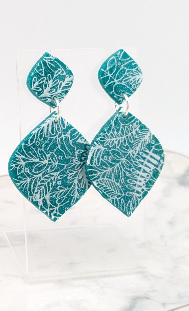 Simply SuSu Designs Teal floral print earrings
