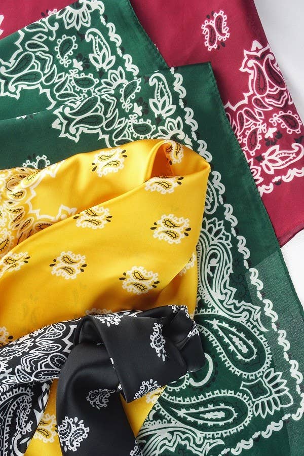 Olive & Pique - "So Silky" Satin Neckerchief Scarf, Versatile, Hunter Green