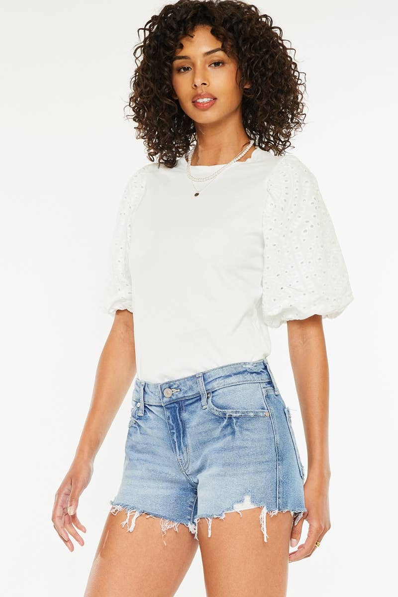Kan Can USA - MID RISE BOY FRIEND FIT DENIM SHORTS-KC2600M