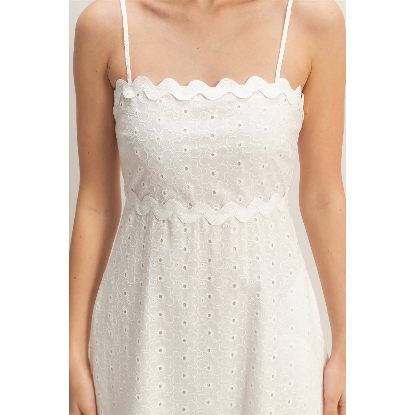 HYFVE - Scallop Trim Eyelet Midi Dress
