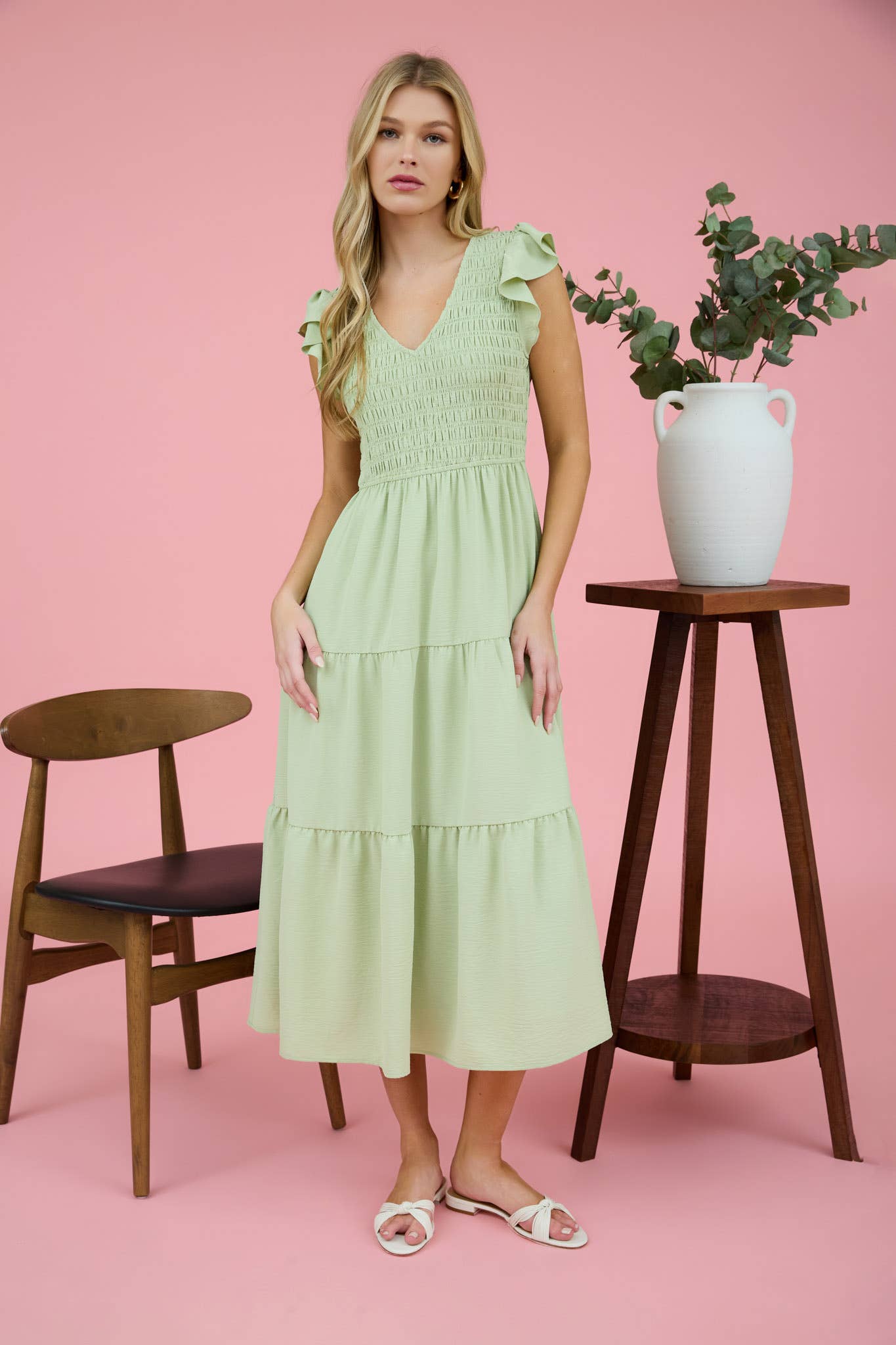 Blu Pepper - FLUTTER SLEEVE MAXI DRESS