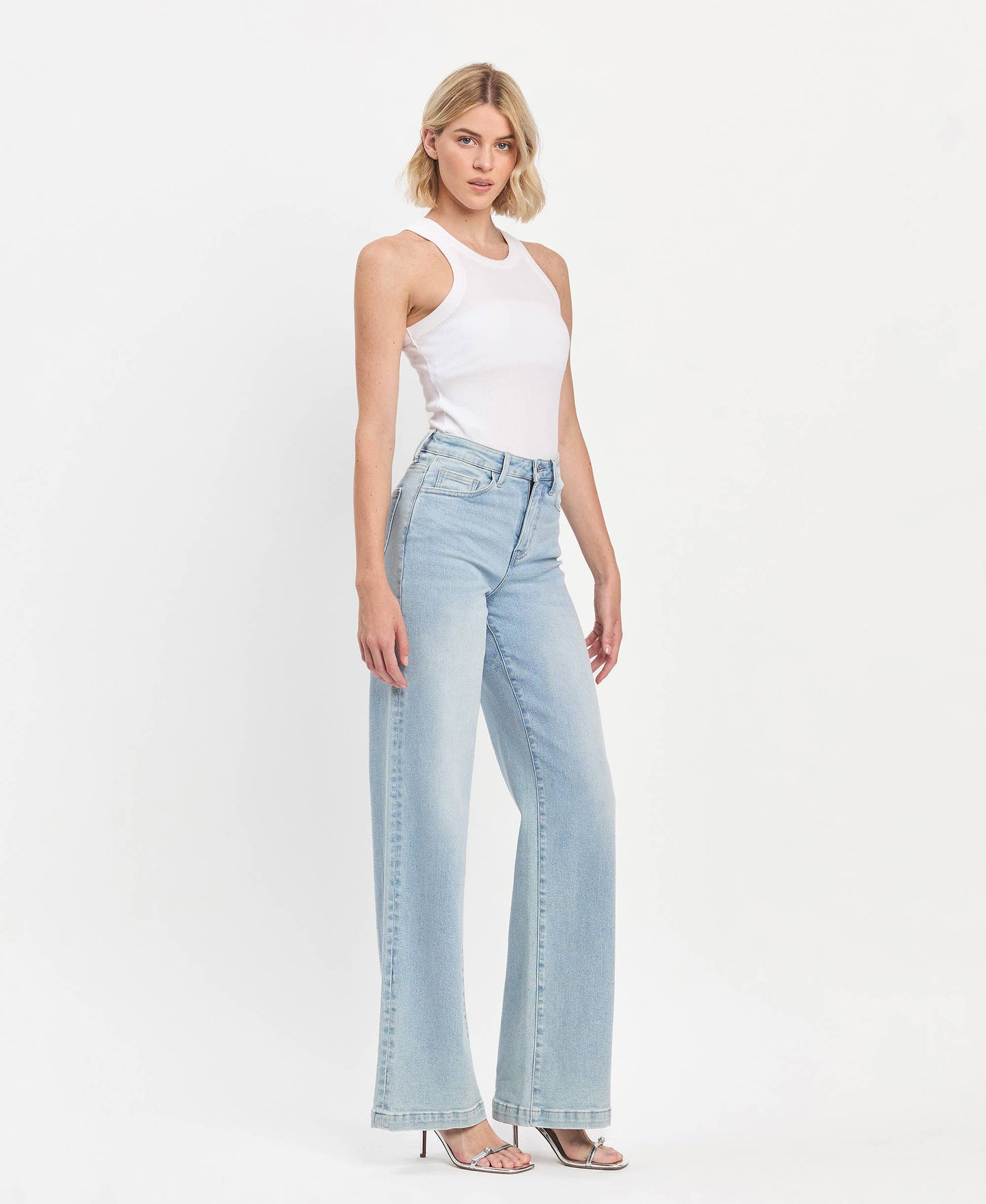 VERVET by FLYING MONKEY - HIGH RISE FULL LENGTH WIDE LEG JEANS