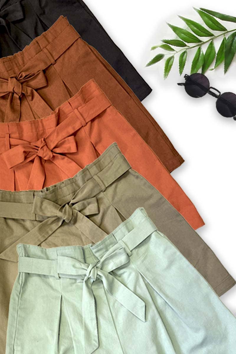High-Rise Waist Tie Shorts