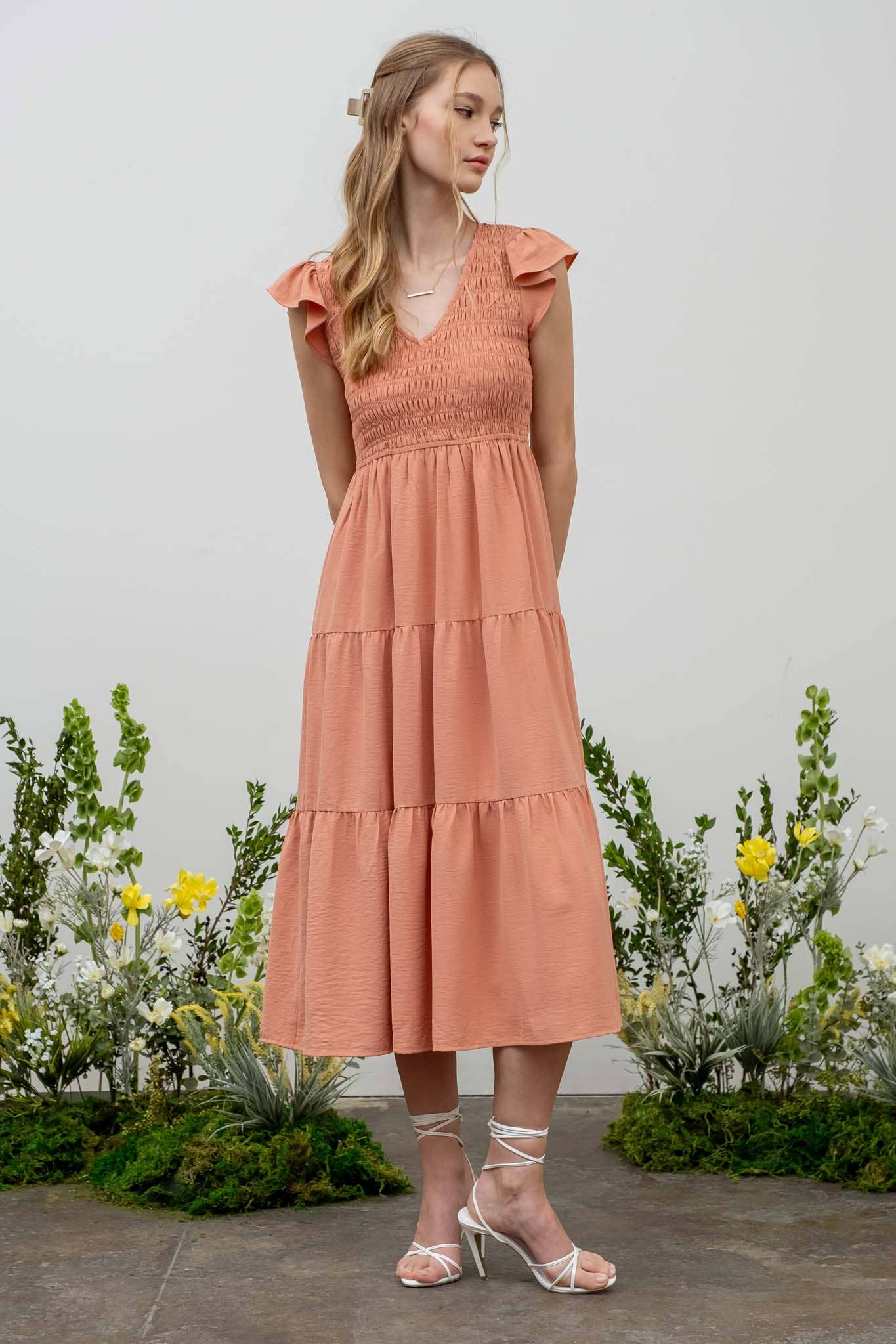 Blu Pepper - FLUTTER SLEEVE MAXI DRESS