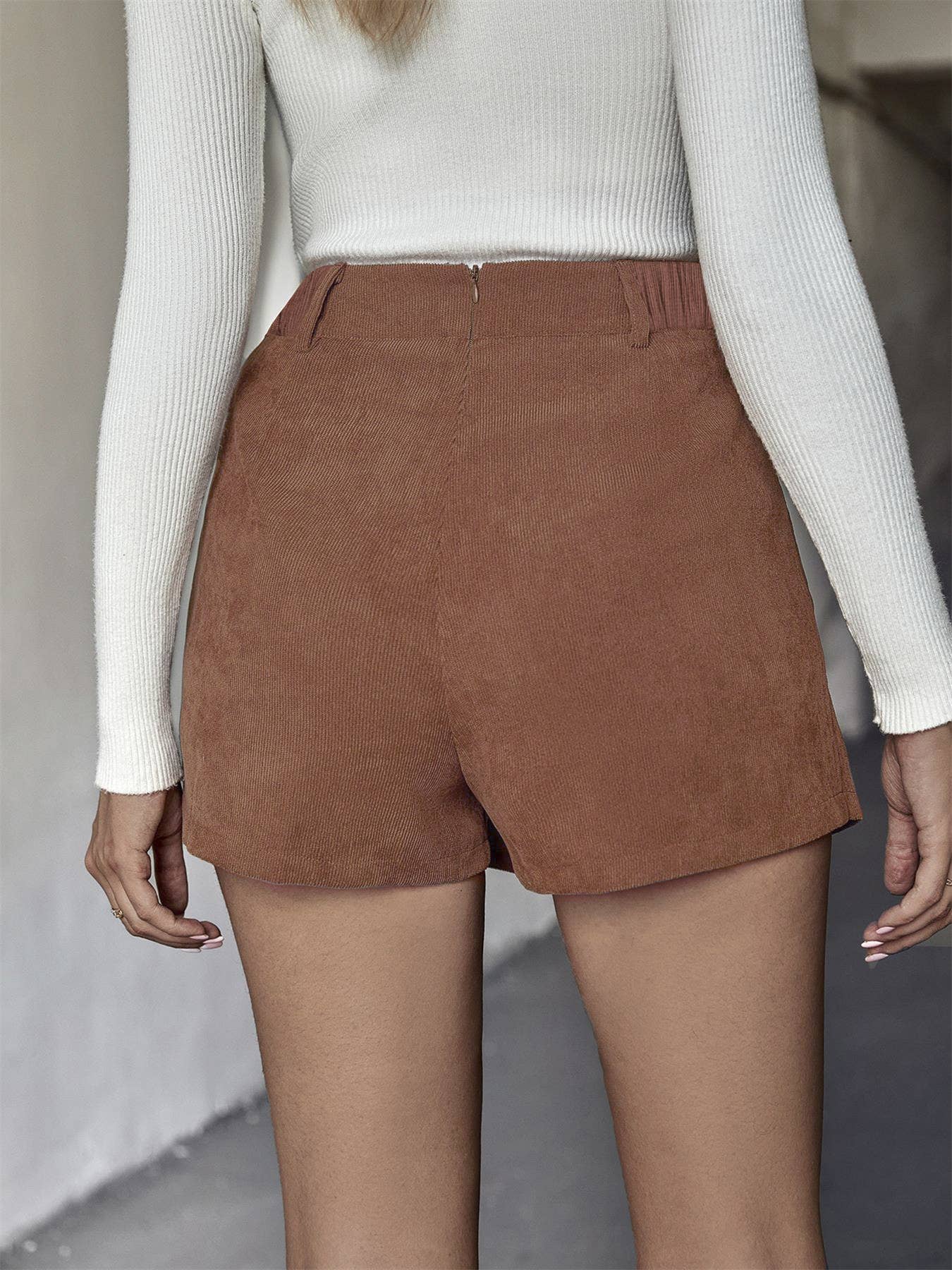HIDDENBRAND - Autumn high-waisted corduroy shorts skort