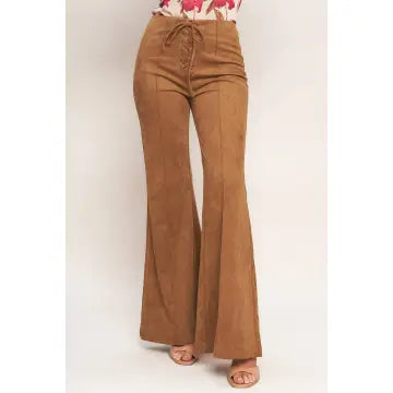 Faux Suede Lace Up Pants
