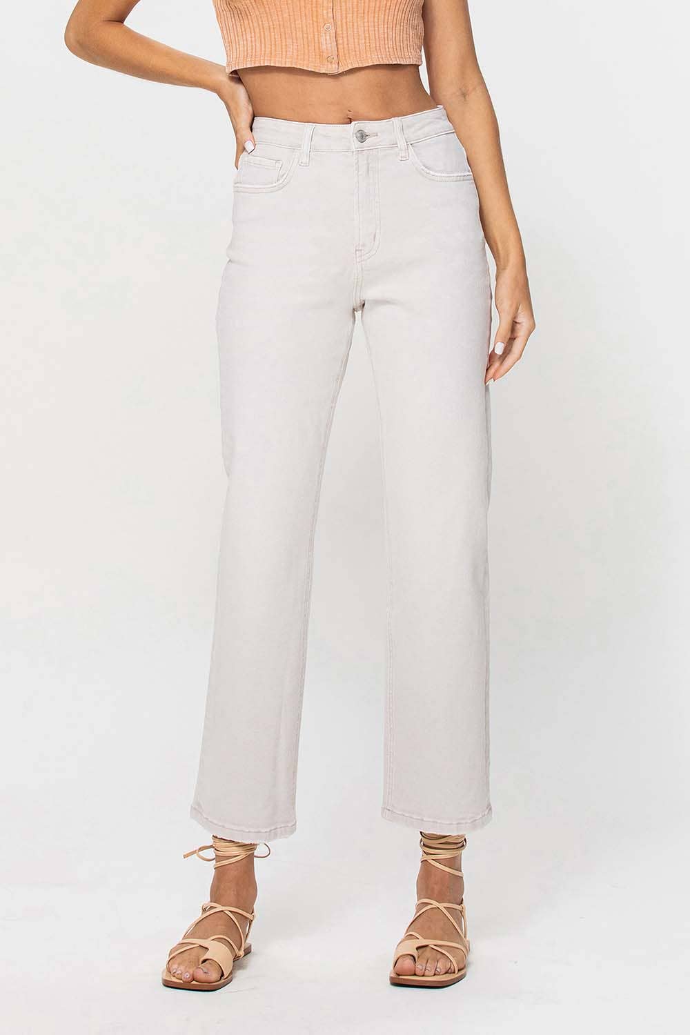 VERVET by FLYING MONKEY - 90'S VINTAGE SUPER HIGH RISE CROP STRAIGHT JEANS V2667