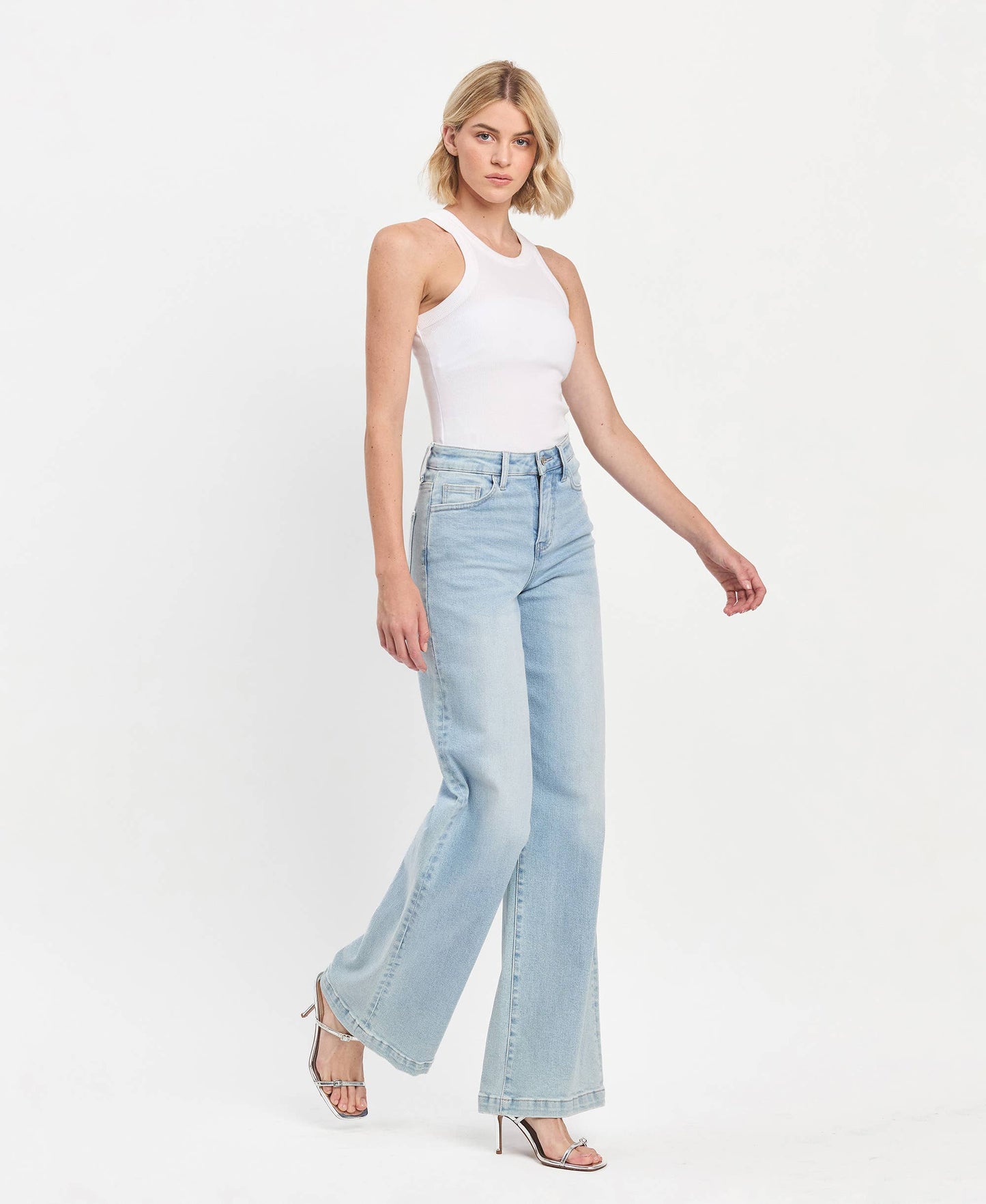 VERVET by FLYING MONKEY - HIGH RISE FULL LENGTH WIDE LEG JEANS