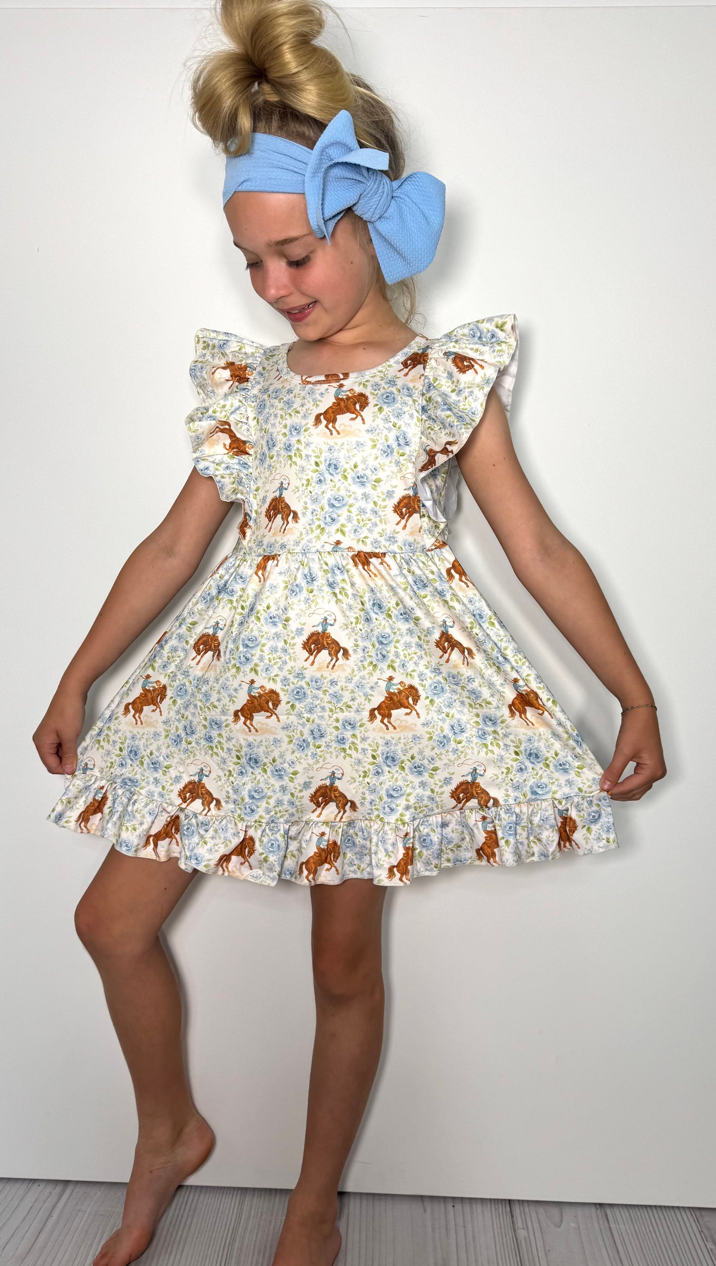 Blue Rose Buckin' Girls Dress