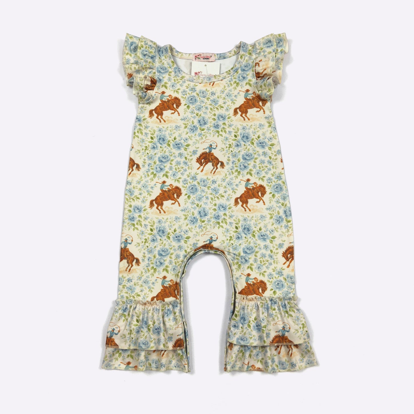 Blue Rose Buckin' Baby Romper