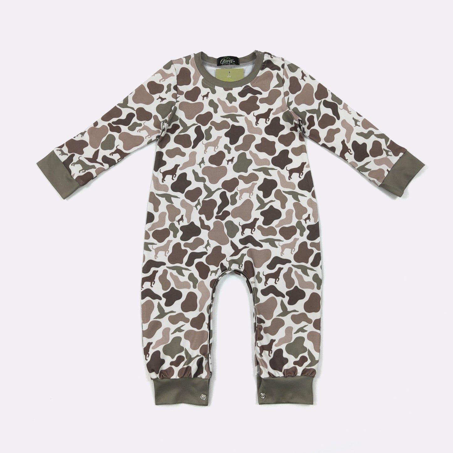 Dog Duck Hunt Camo Boy Romper