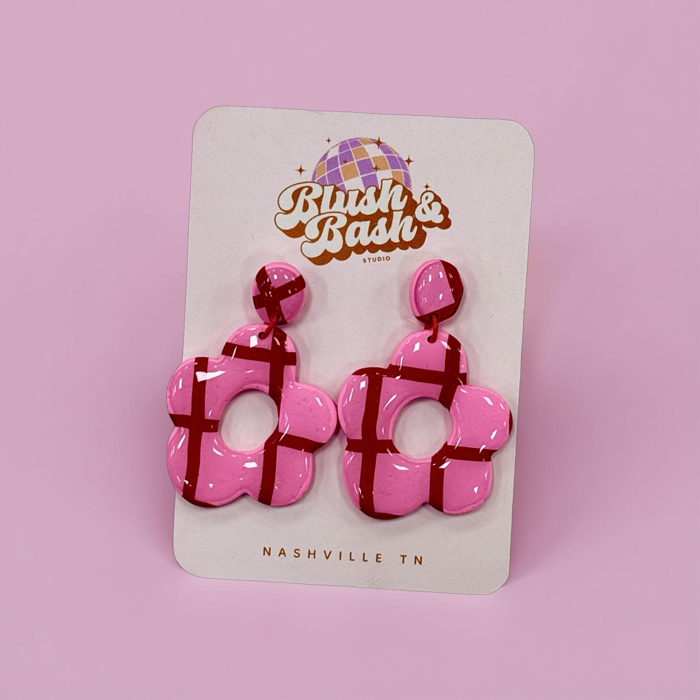 The Shimmer Shack Plaid Flower Earring