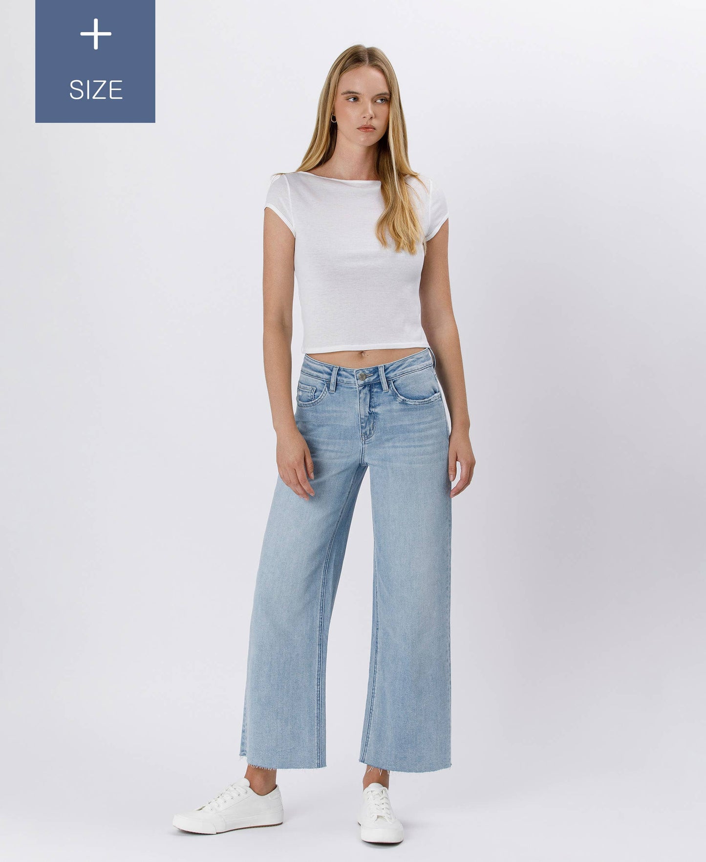 VERVET by FLYING MONKEY - PLUS SIZE HIGH RISE WIDE LEG JEANS T6399-P