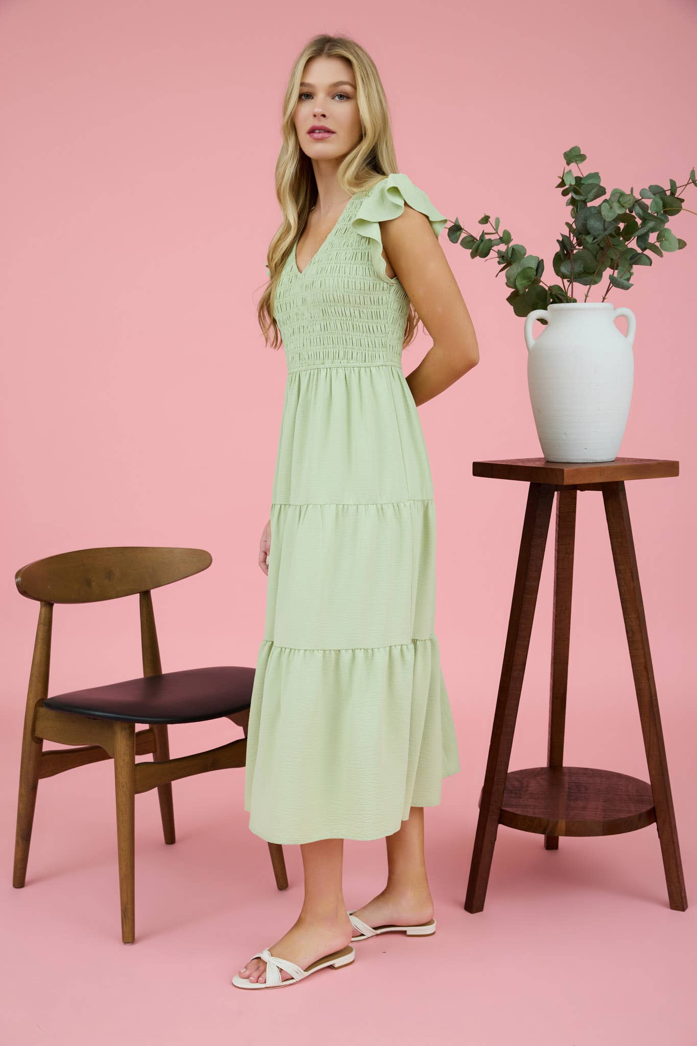 Blu Pepper - FLUTTER SLEEVE MAXI DRESS
