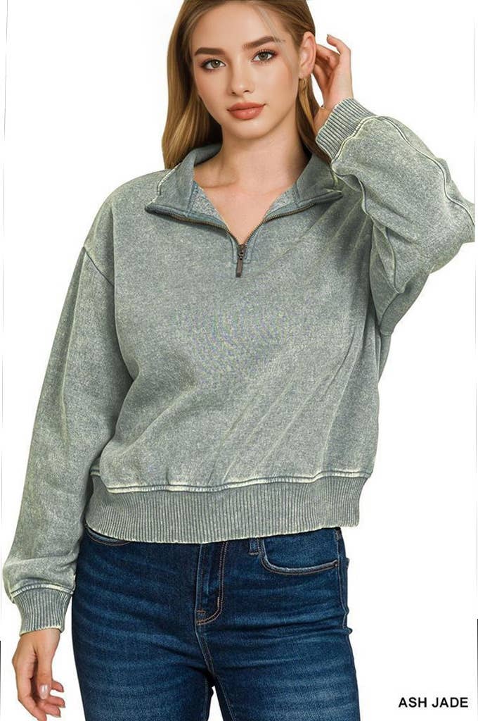 42POPS - `.0806 Washed Fleece Half Zip Pullover SI-24930