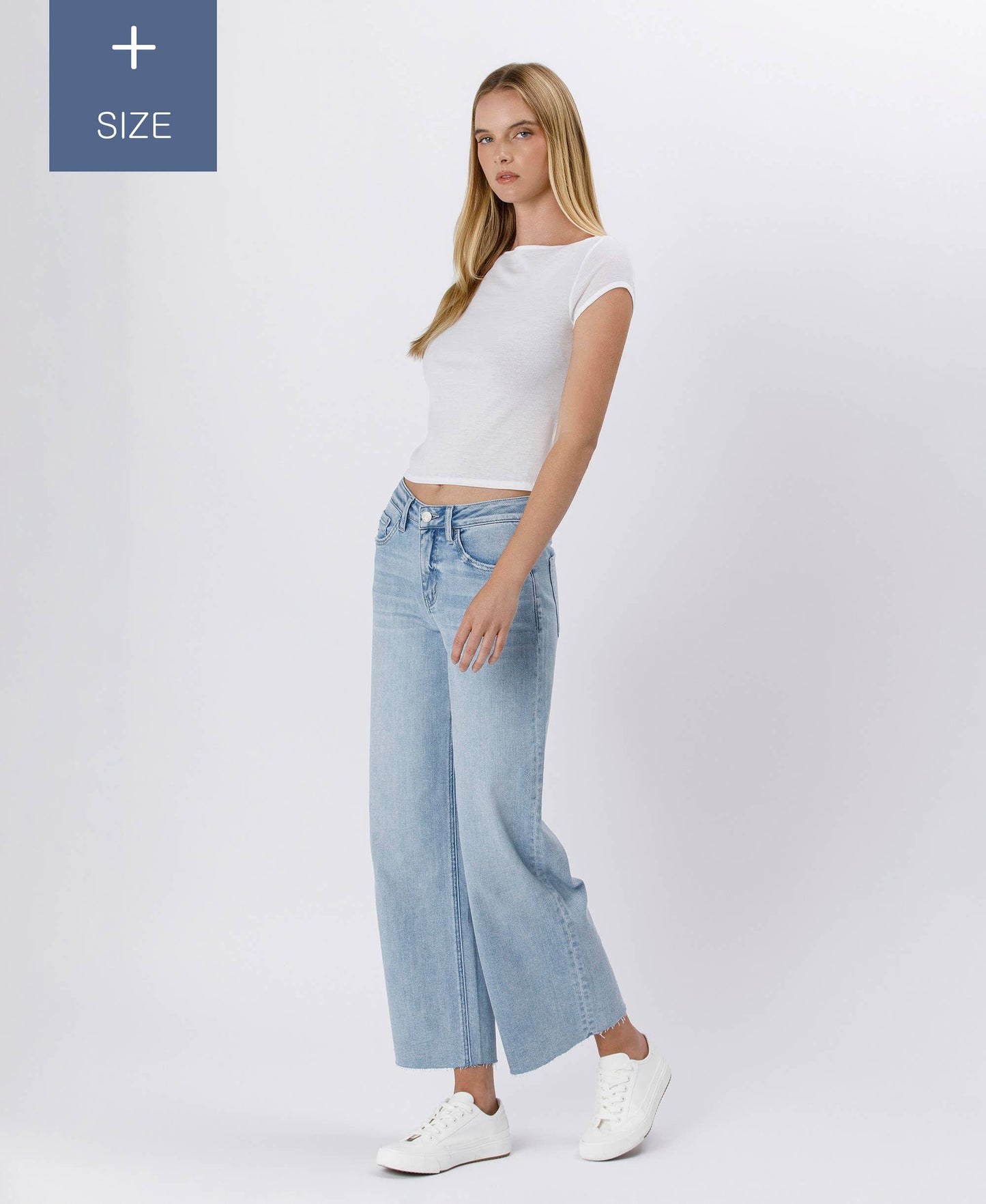 VERVET by FLYING MONKEY - PLUS SIZE HIGH RISE WIDE LEG JEANS T6399-P
