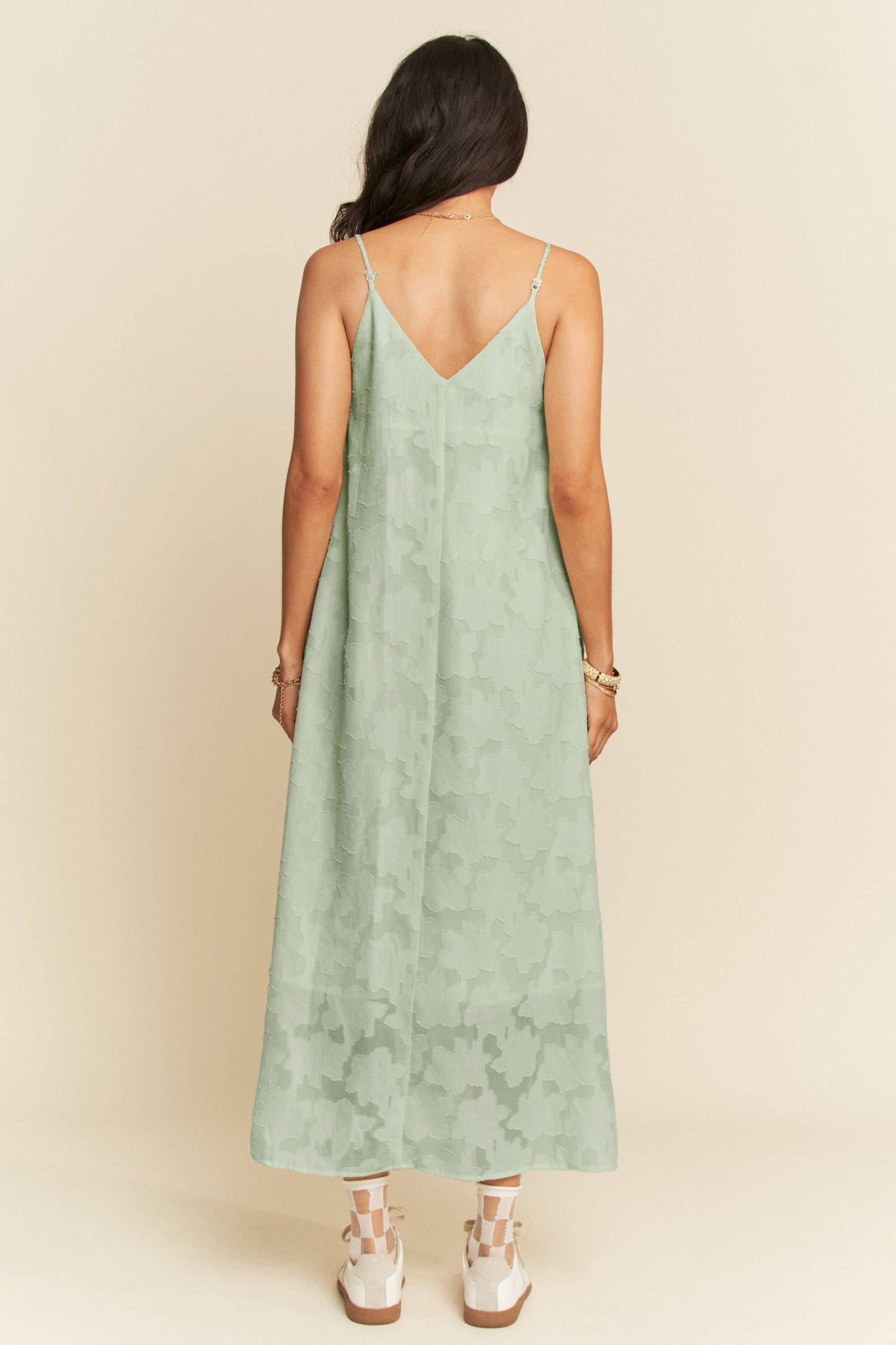 FLORAL EMBROIDERED SLEEVELESS MAXI SLIP DRESS