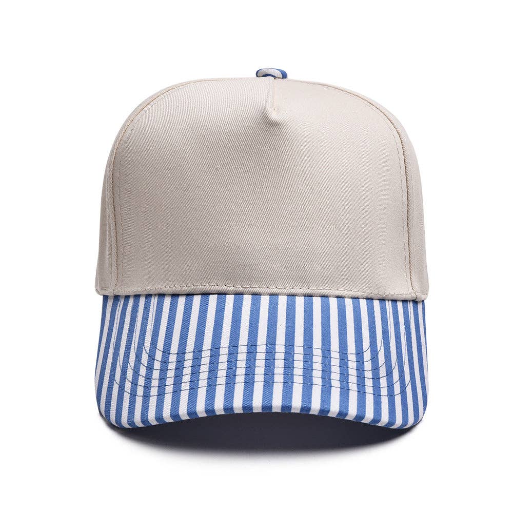 Mae Belles - Striped Two Tone Snap Back Trucker Hat