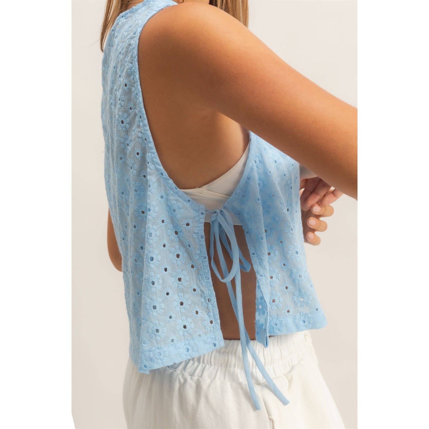 Sleeveless Textured Top With Side Straps