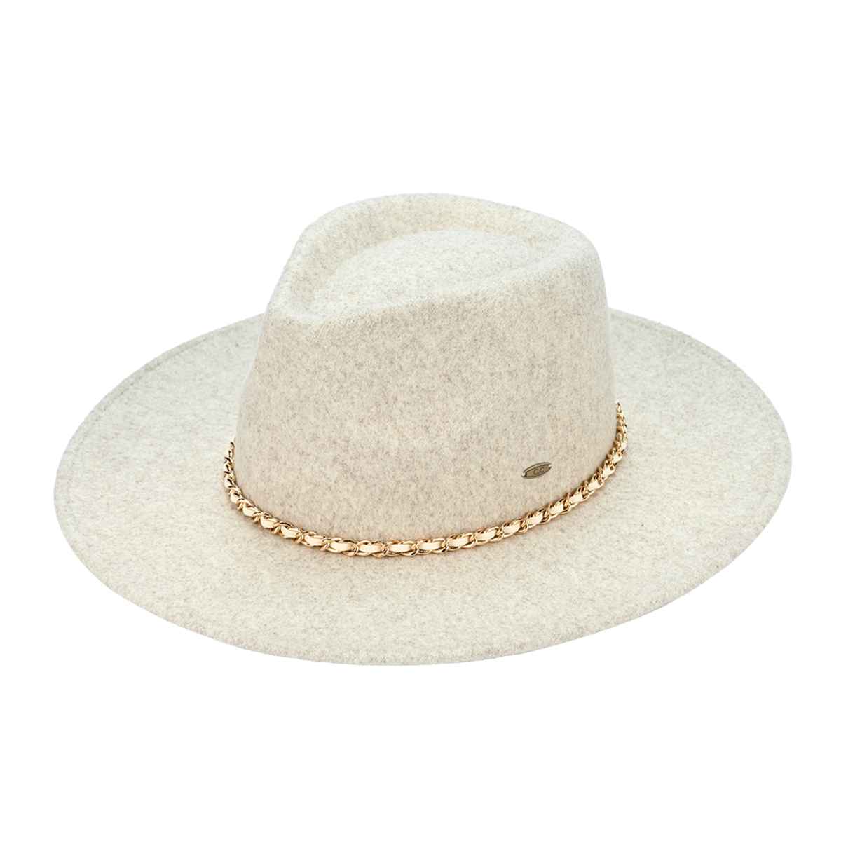 MiMi Wholesale - VFE0003 Chain Trim Band Felt Panama Hat