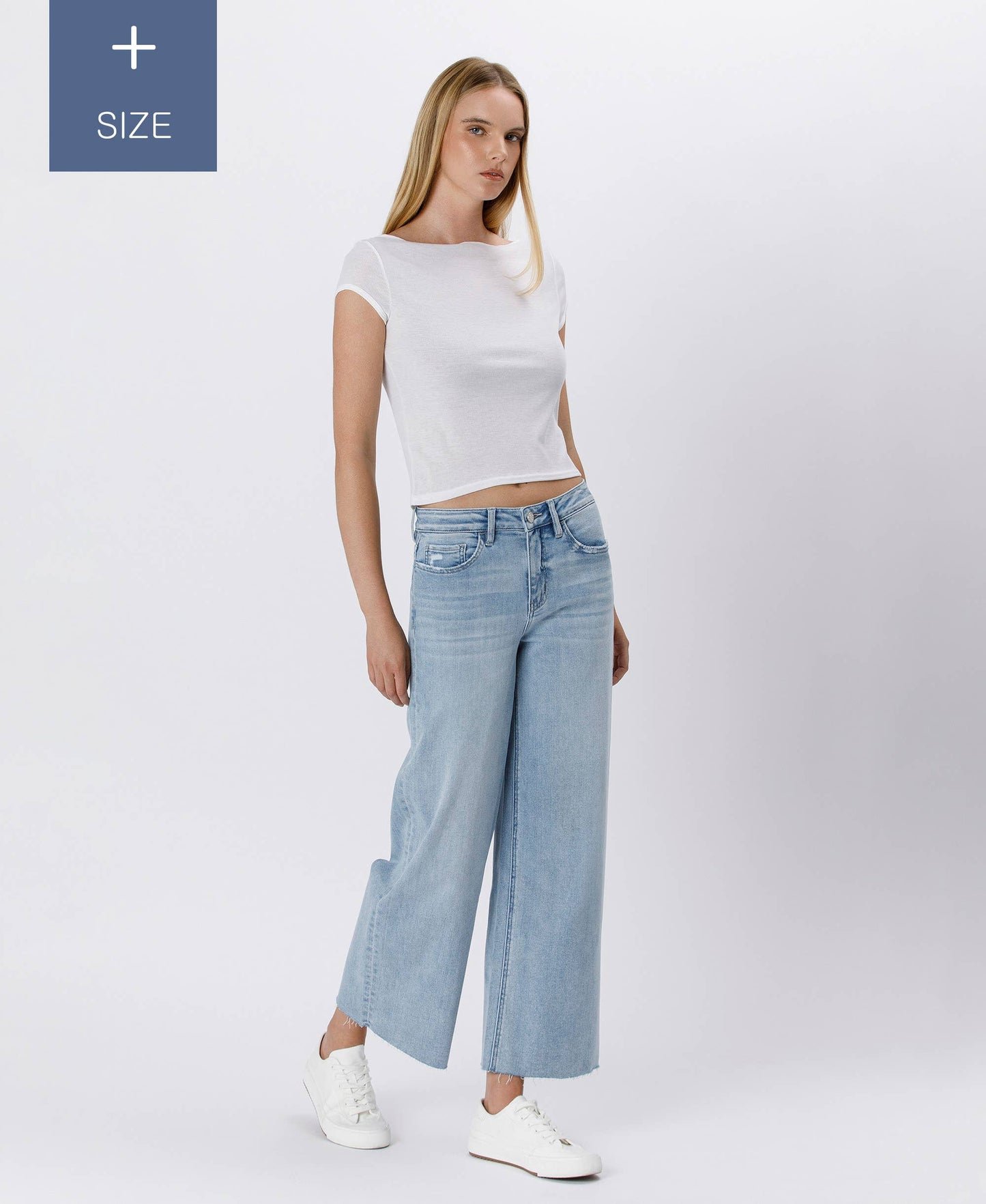 VERVET by FLYING MONKEY - PLUS SIZE HIGH RISE WIDE LEG JEANS T6399-P