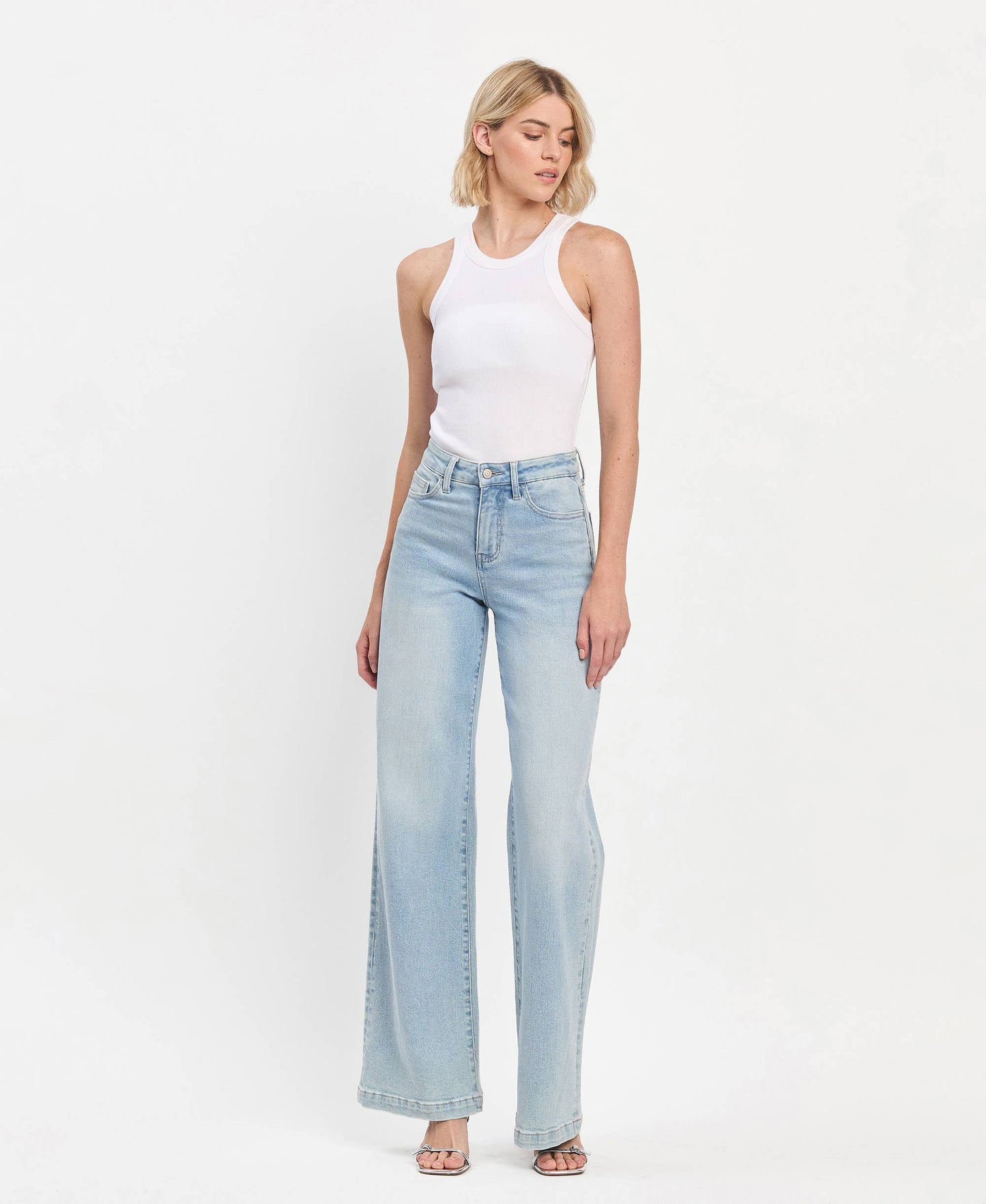 VERVET by FLYING MONKEY - HIGH RISE FULL LENGTH WIDE LEG JEANS