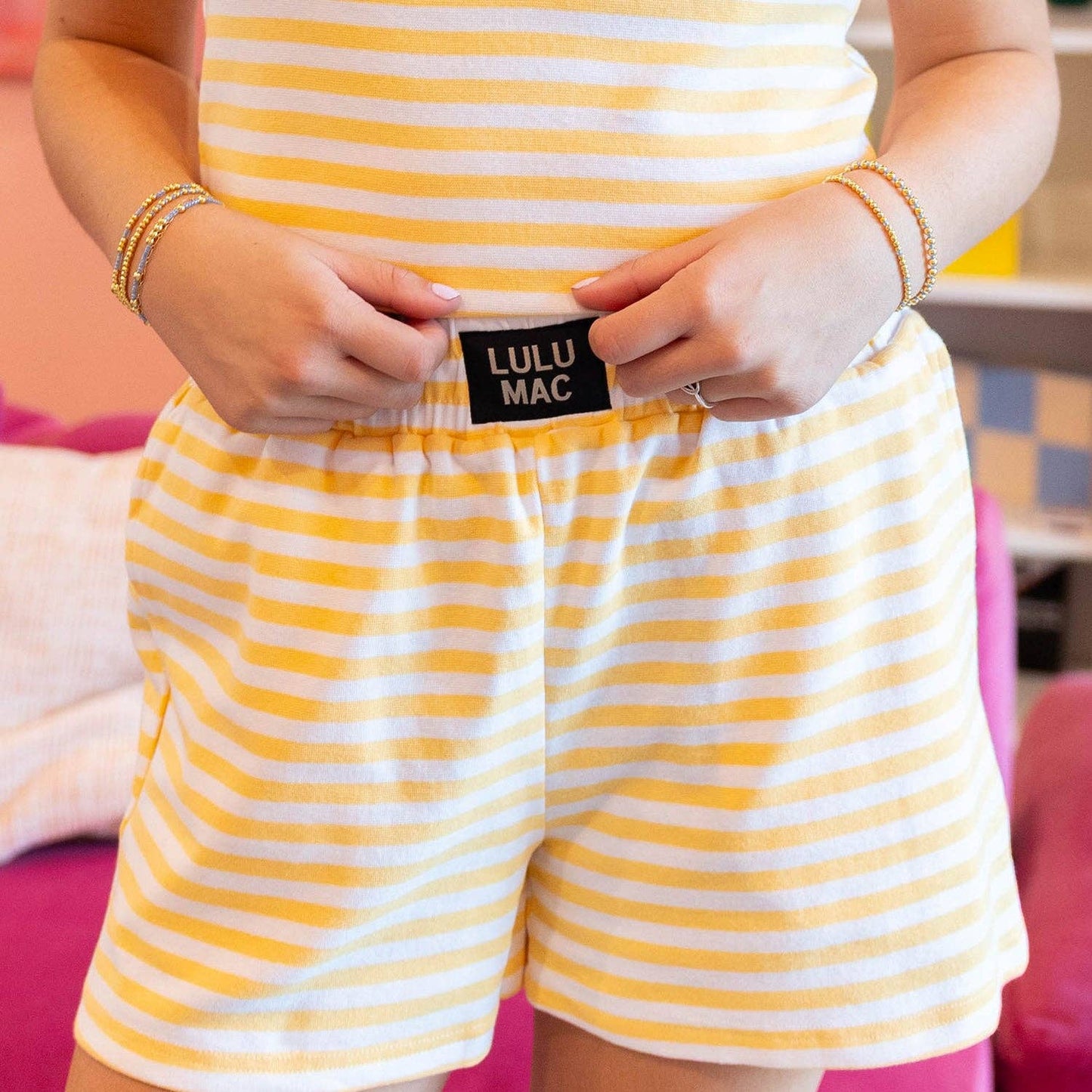 lulu mac STRIPE Short-YELLOW