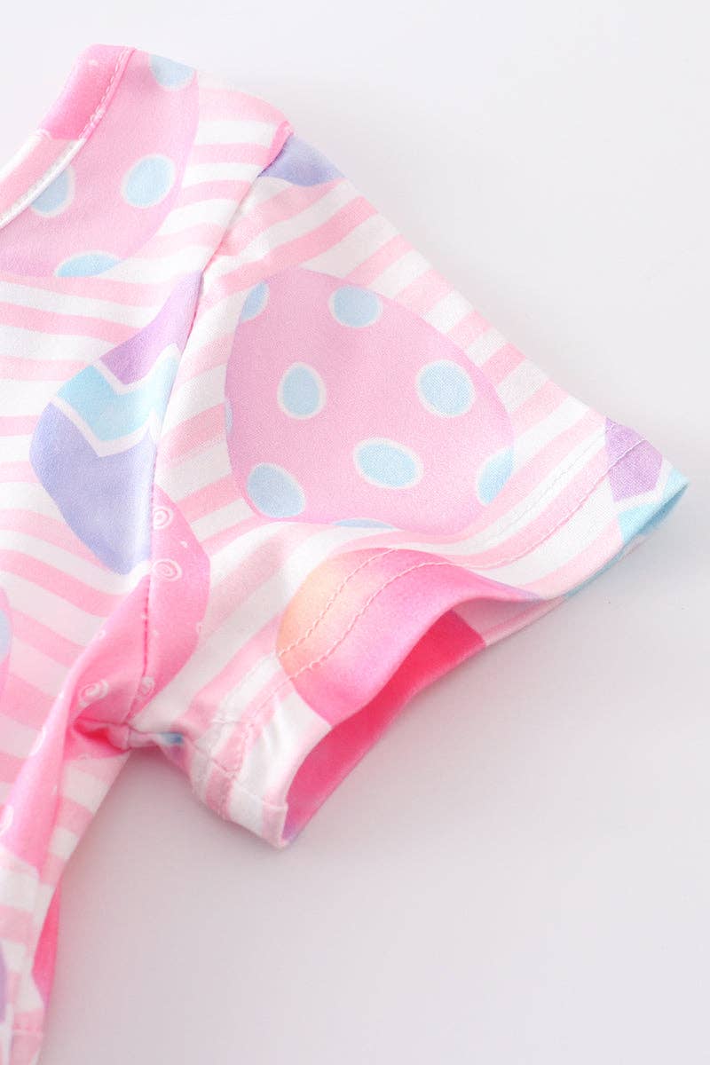 Rylee Faith Designs - Pink Striped Egg Print Twirl Dress