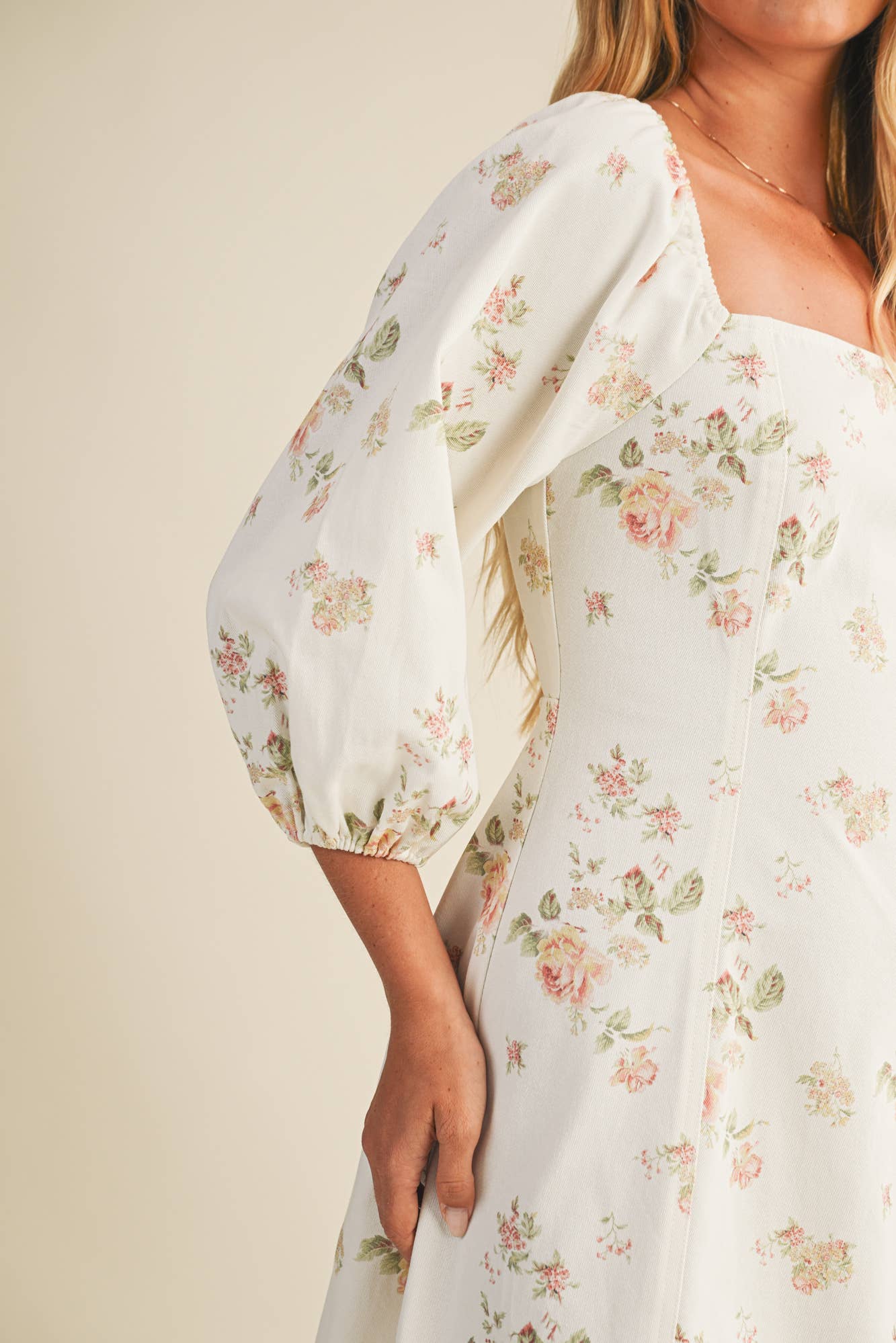 PRINCESS LINE PUFF SLEEVE DRESS