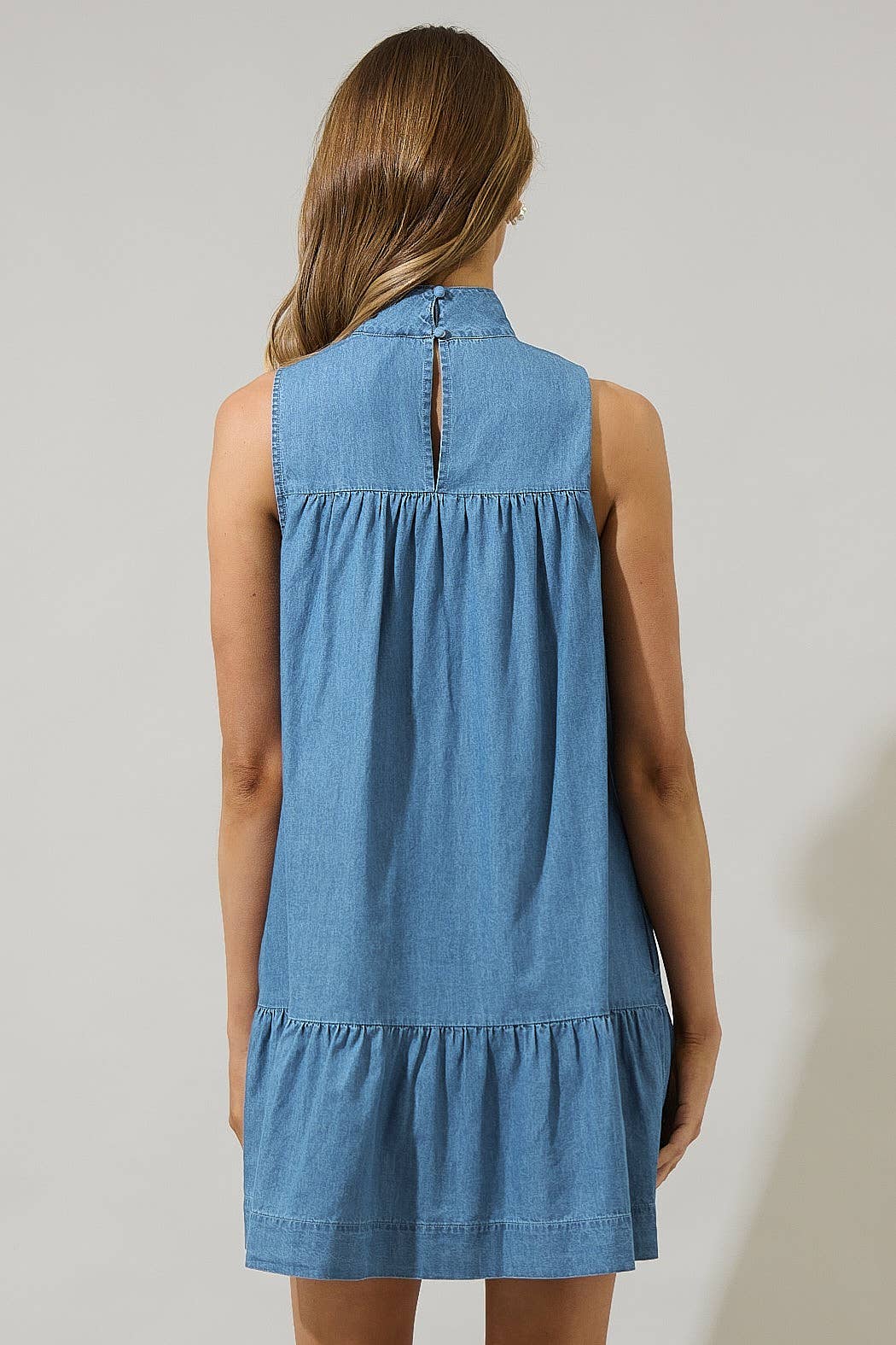 Skylah Denim Bow Mini Dress