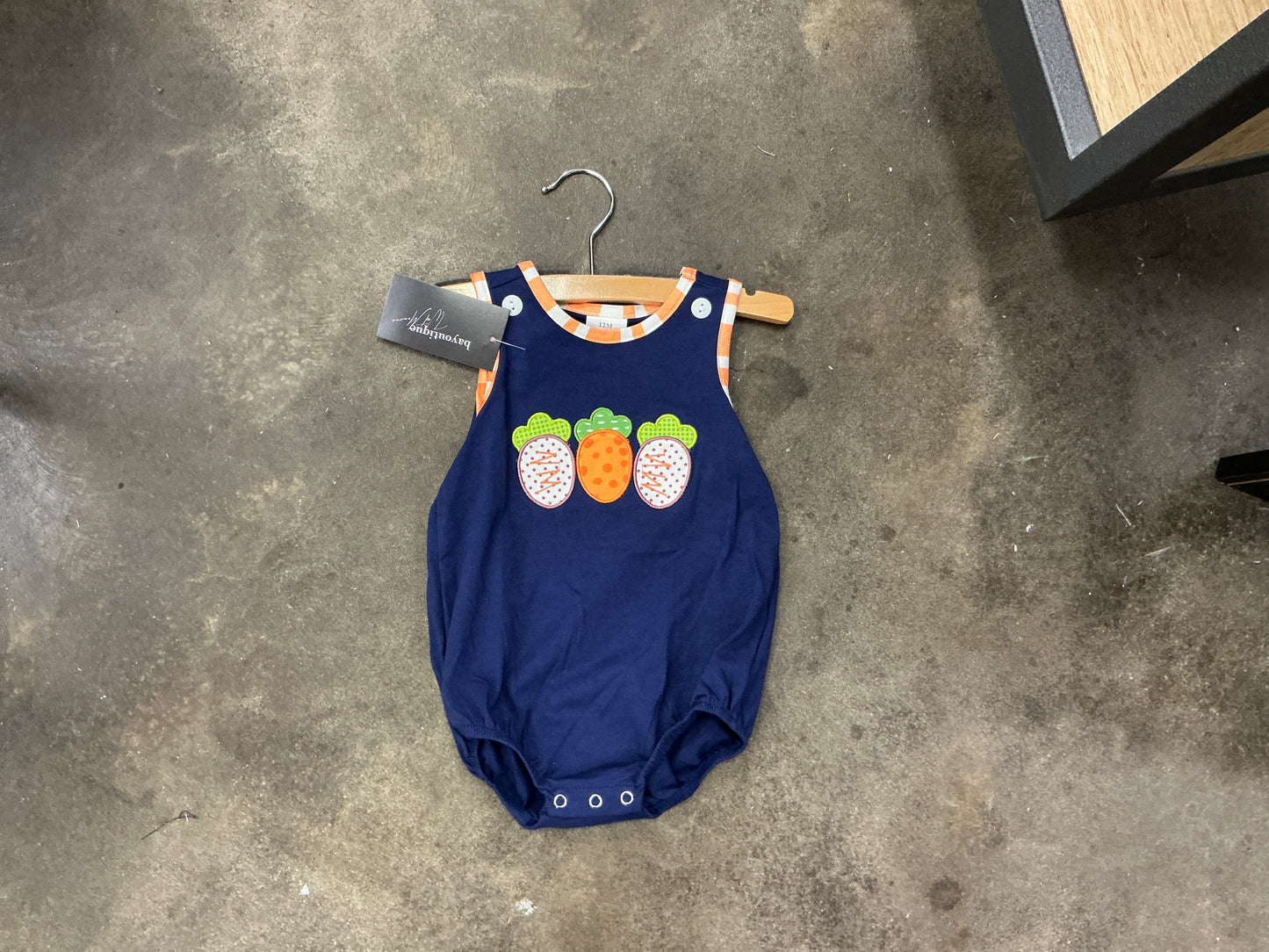 Rylee Faith Designs - Easter Carrot Applique Boy Romper