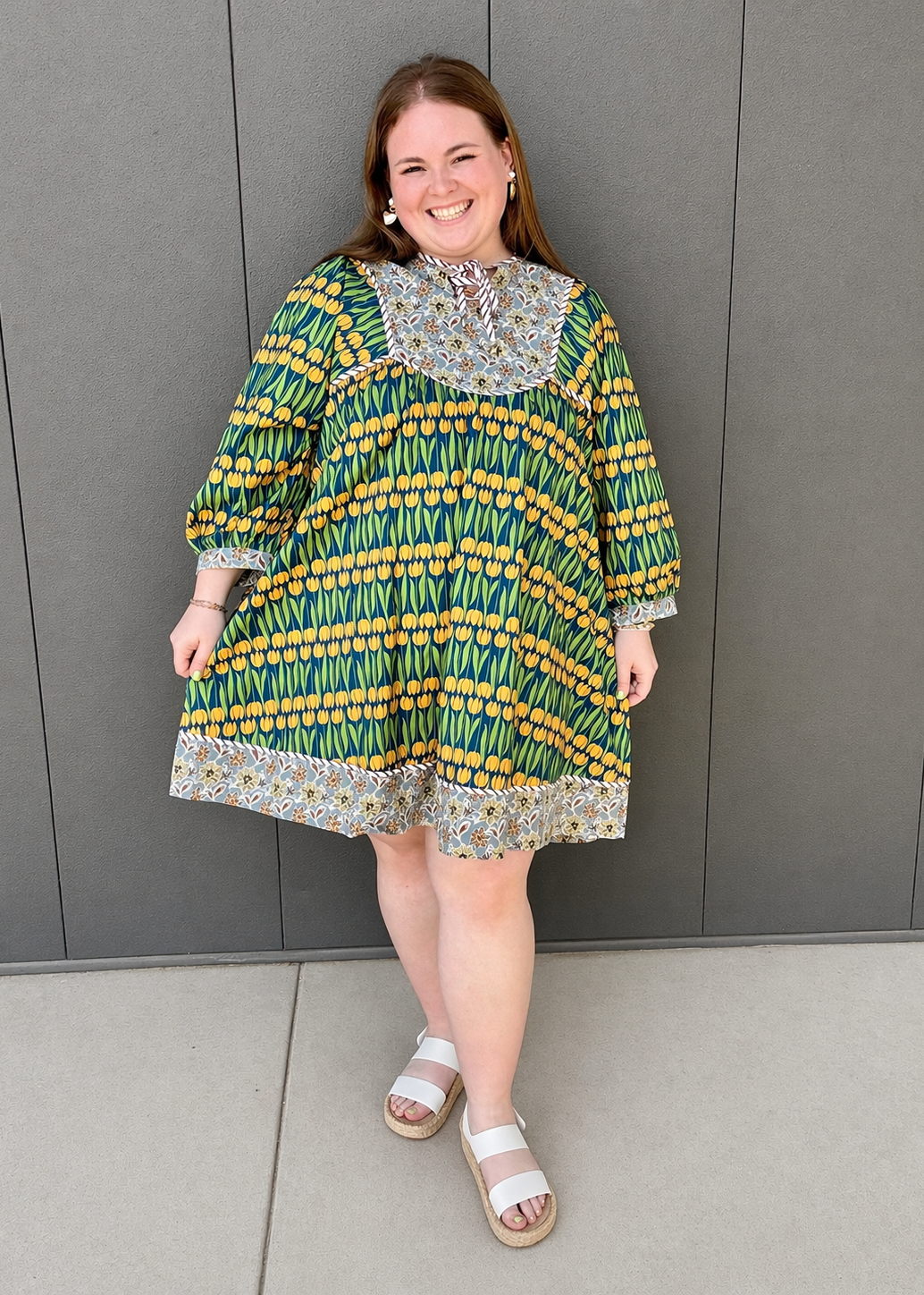 The Shimmer Shack Plus Floral Striped Mini Dress