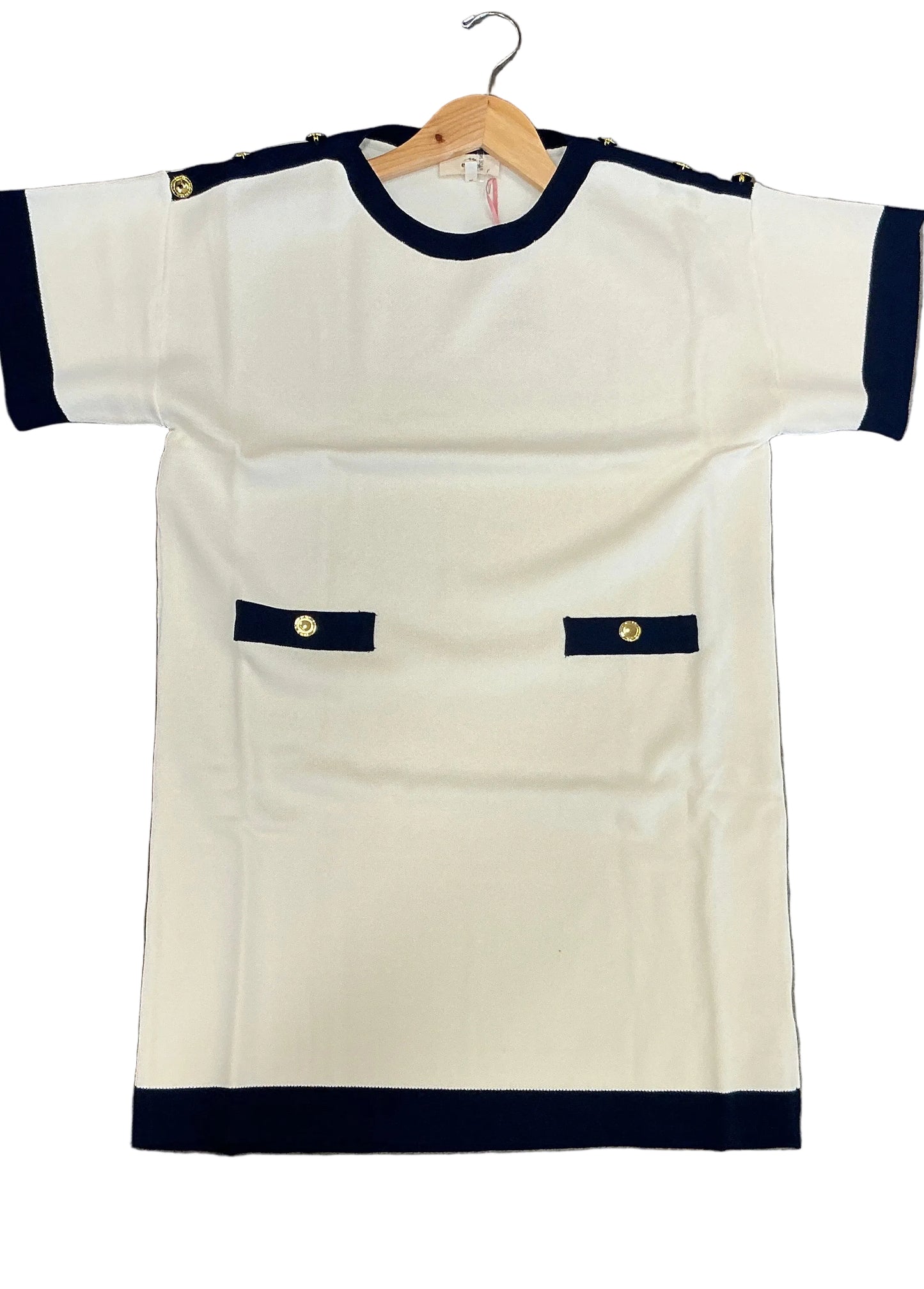 Cream and navy Dress Entro
