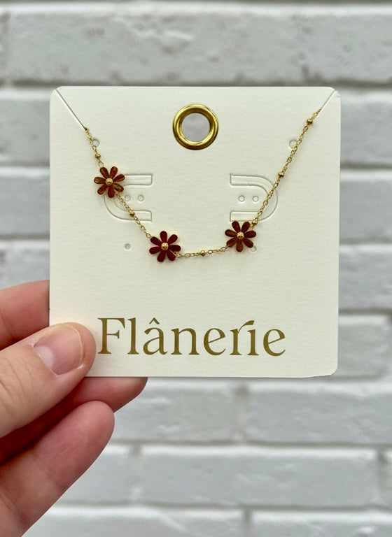 Flanerie Suzette 18k Gold Daisy Necklace