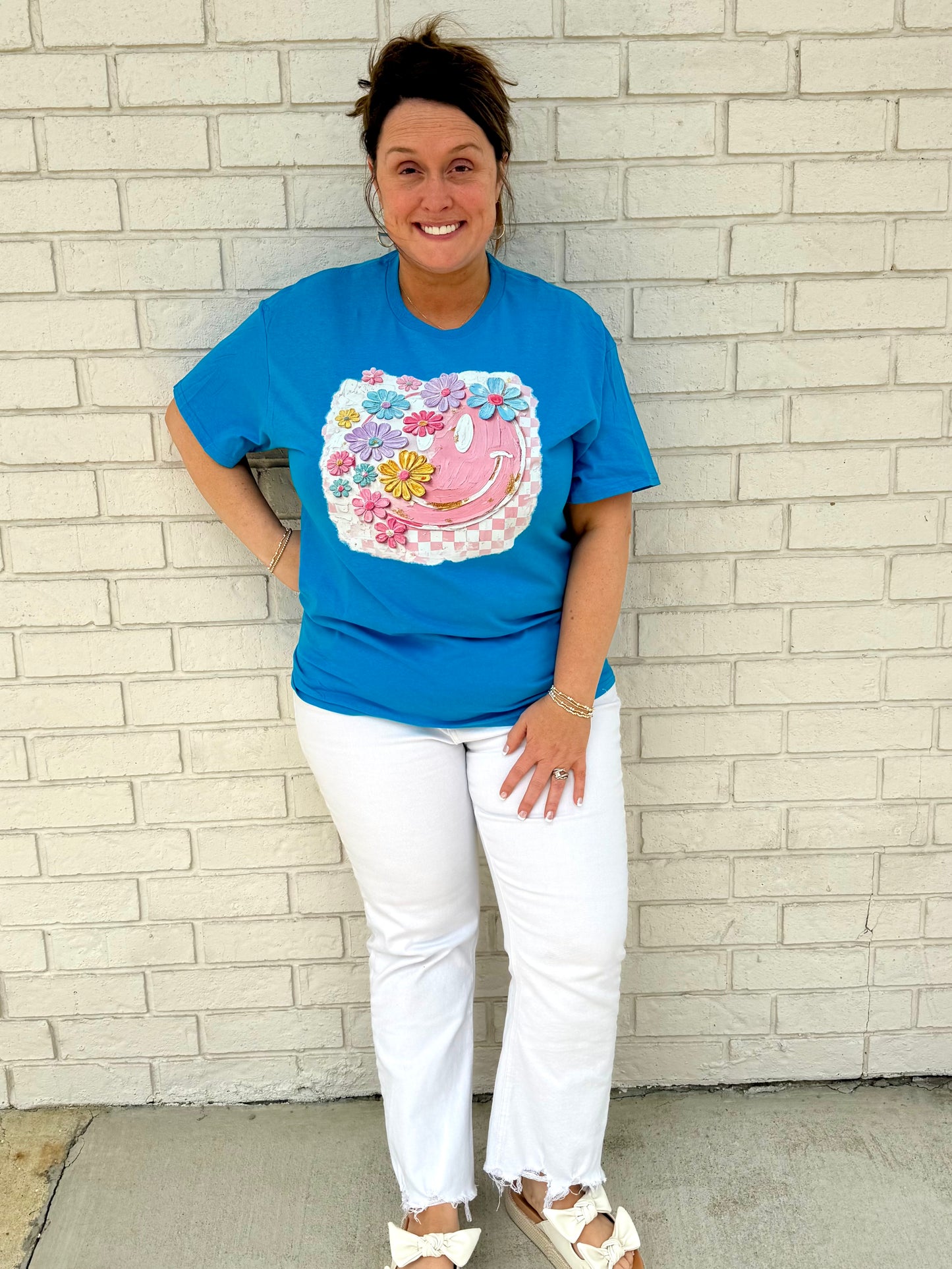 Pink Smiley Face DTF Shirt