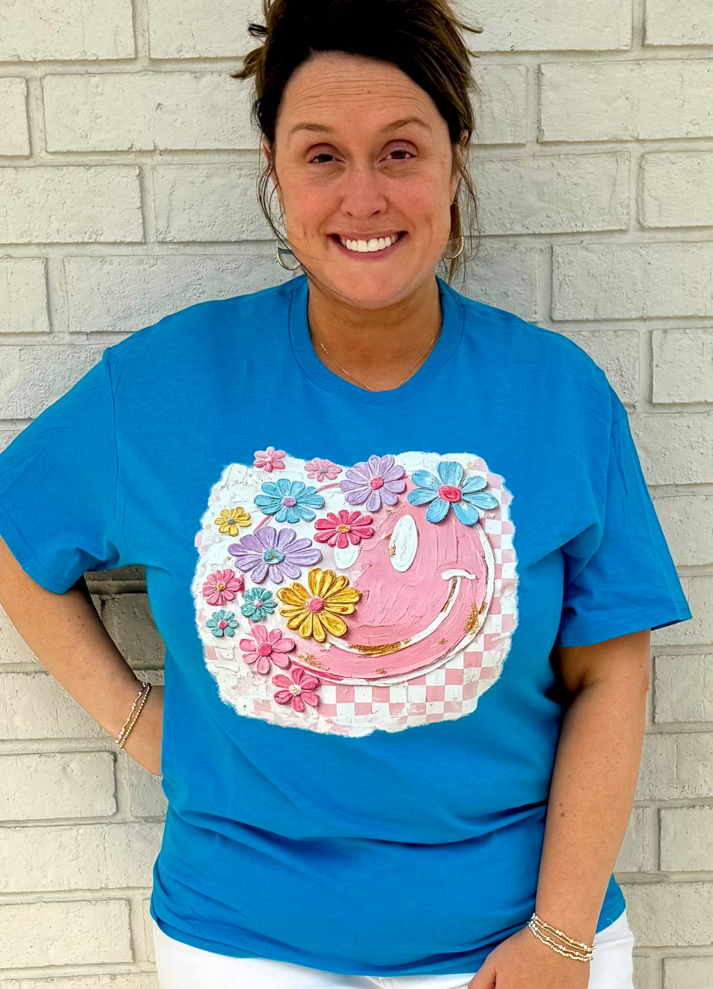 Pink Smiley Face DTF Shirt