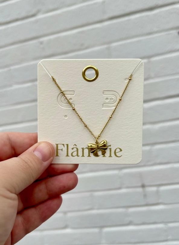 Flanerie Alannah 18k Gold Bow Necklace