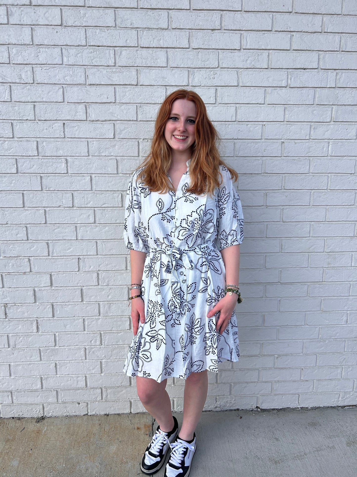 Belted dot dress