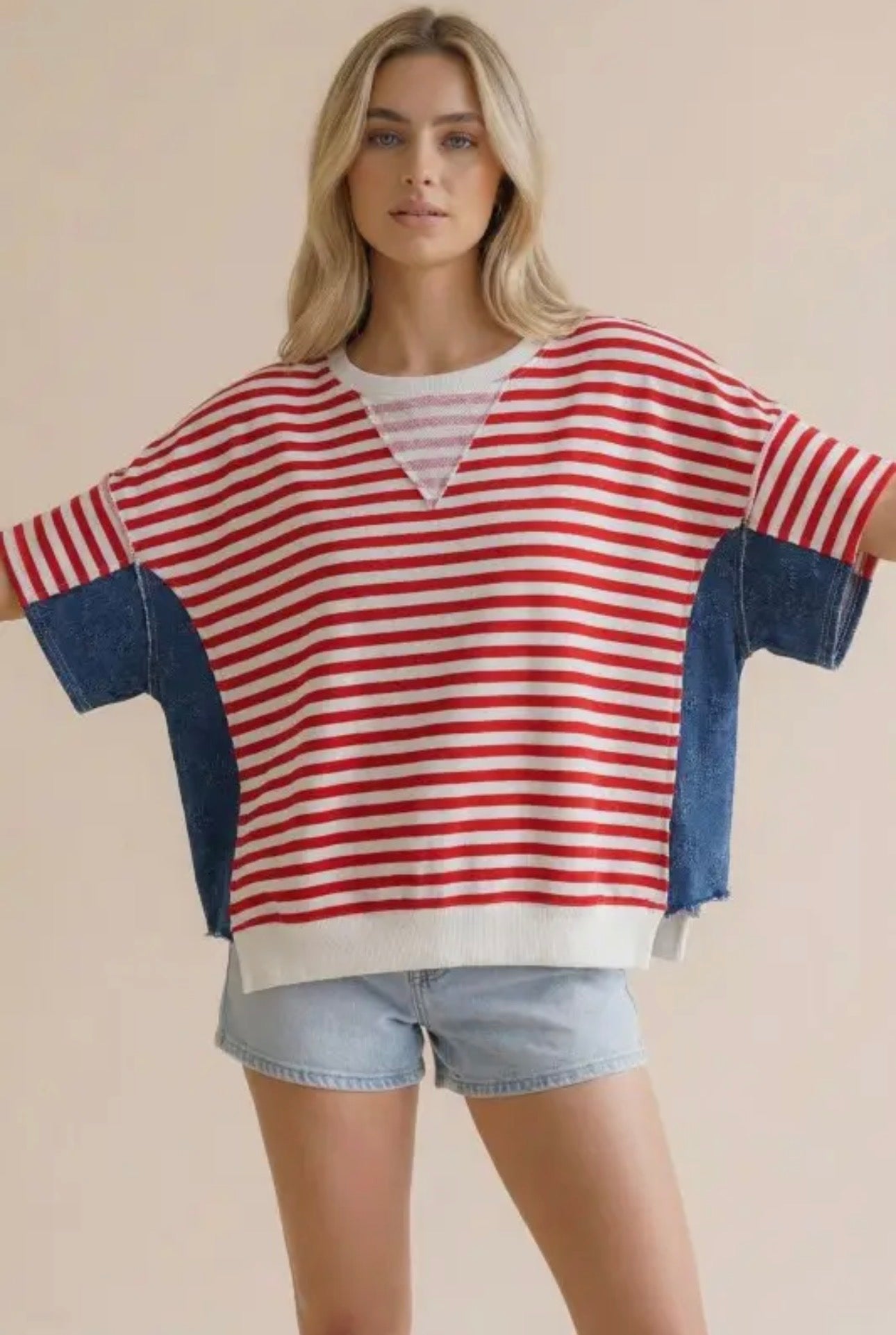 The Shimmer Shack Striped Oversized Shirt
