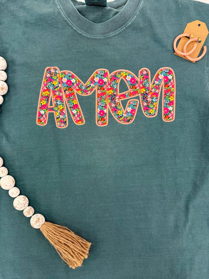 Floral "Amen" t-shirt