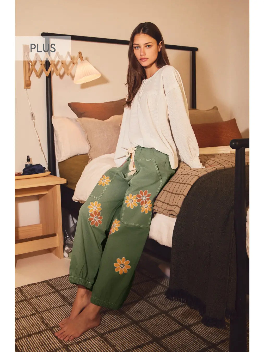The Shimmer Shack Oddi PLUS Relaxed Fit Cropped Flower Pants