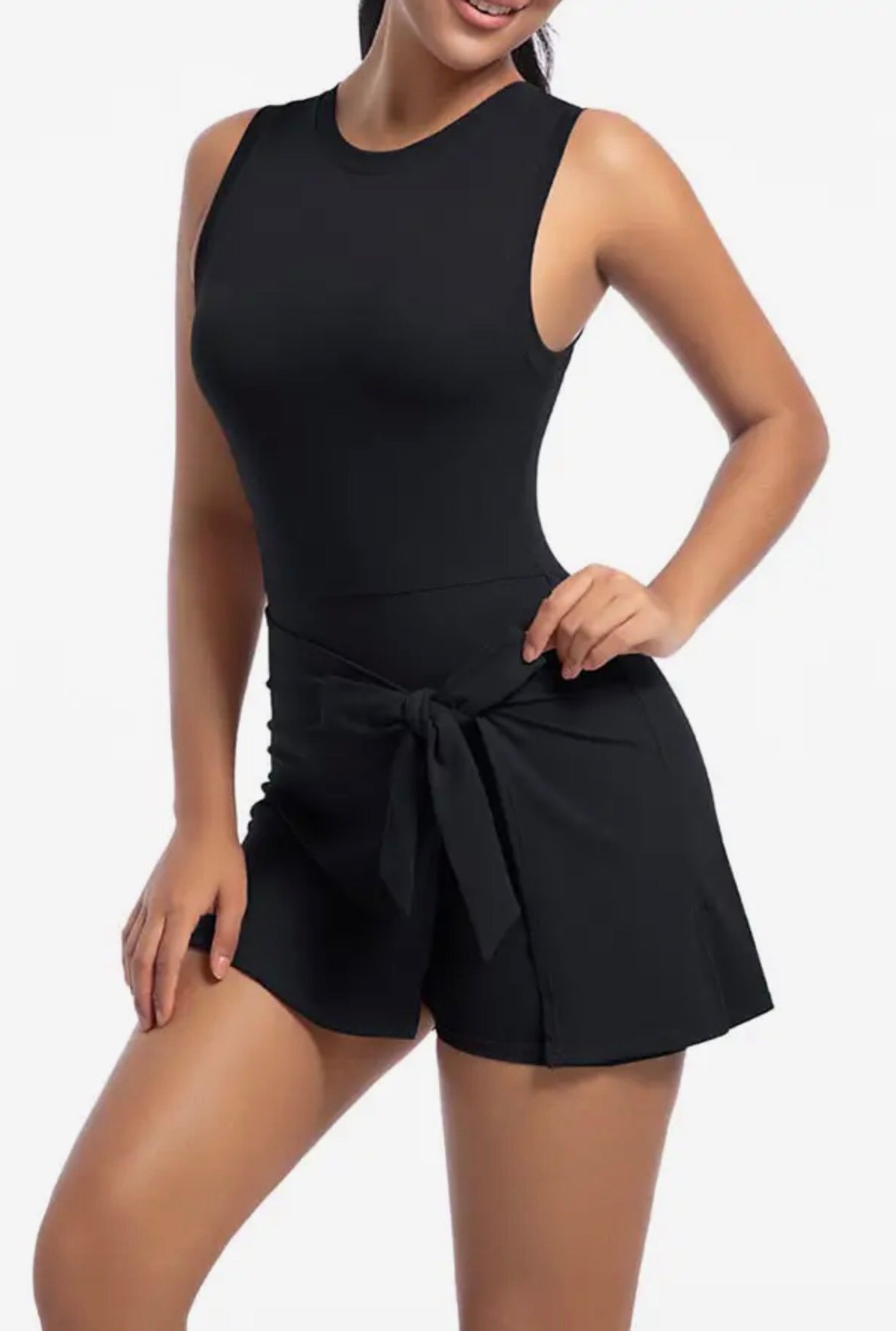 The Shimmer Shack Black Athletic Wrap Dress/Romper