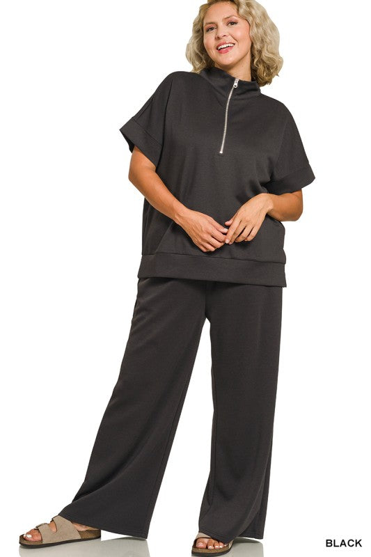 The Shimmer Shack PLUS Scuba Half Zip Set Black