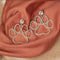 Silver Jeweled Paw Print Earrings