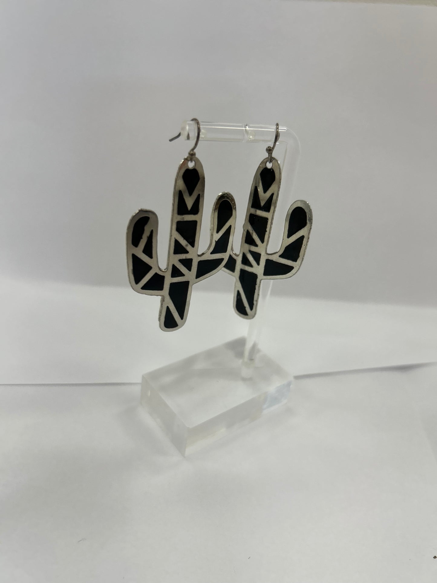 Black and Silver Cactus Earrings