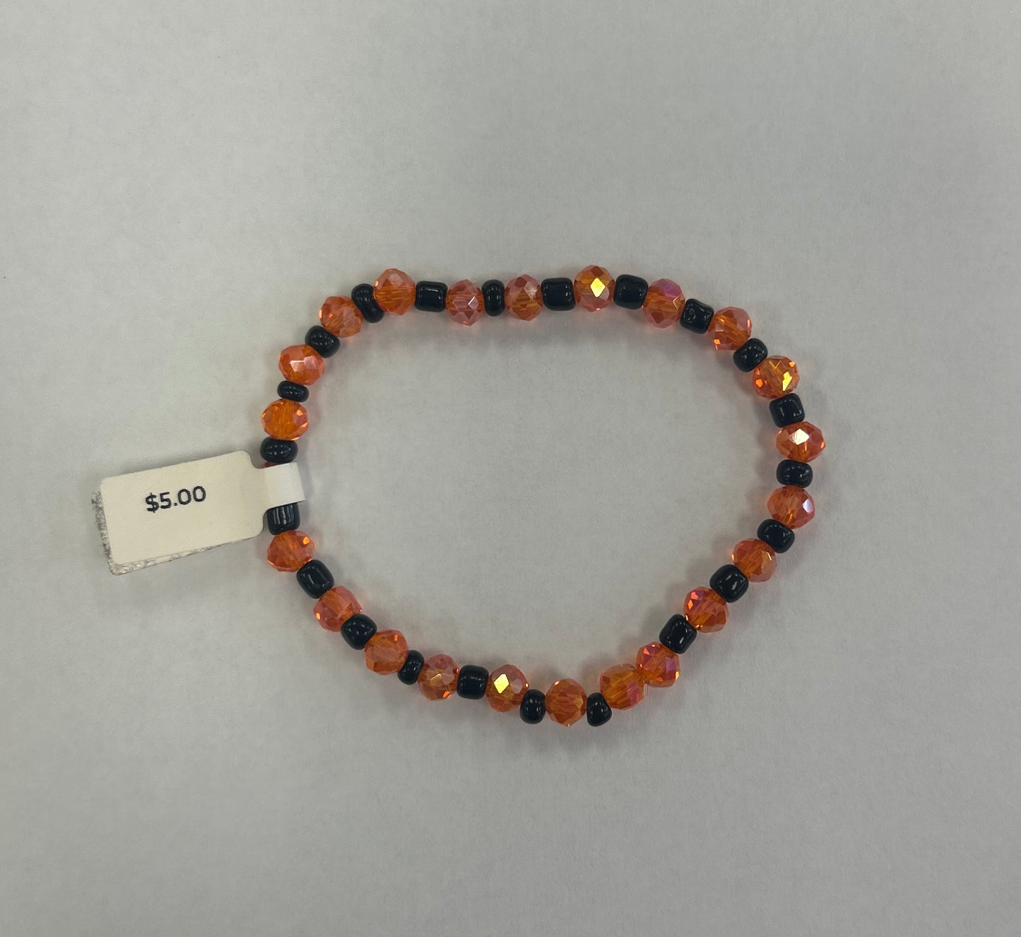 Orange and Black Beaded Bracelet