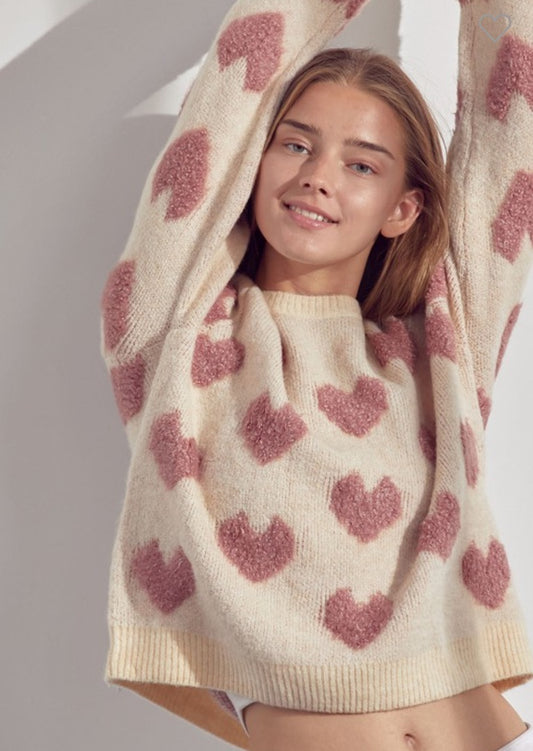 &Merci Heart Sweater